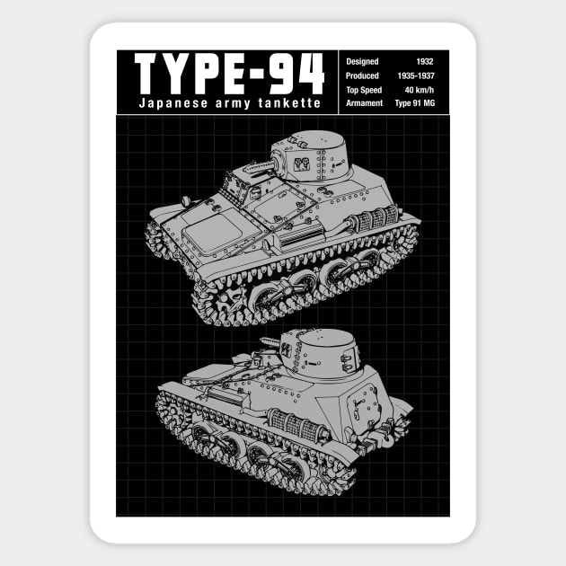 TYPE-94 JAPANESE TANK Sticker by theanomalius_merch